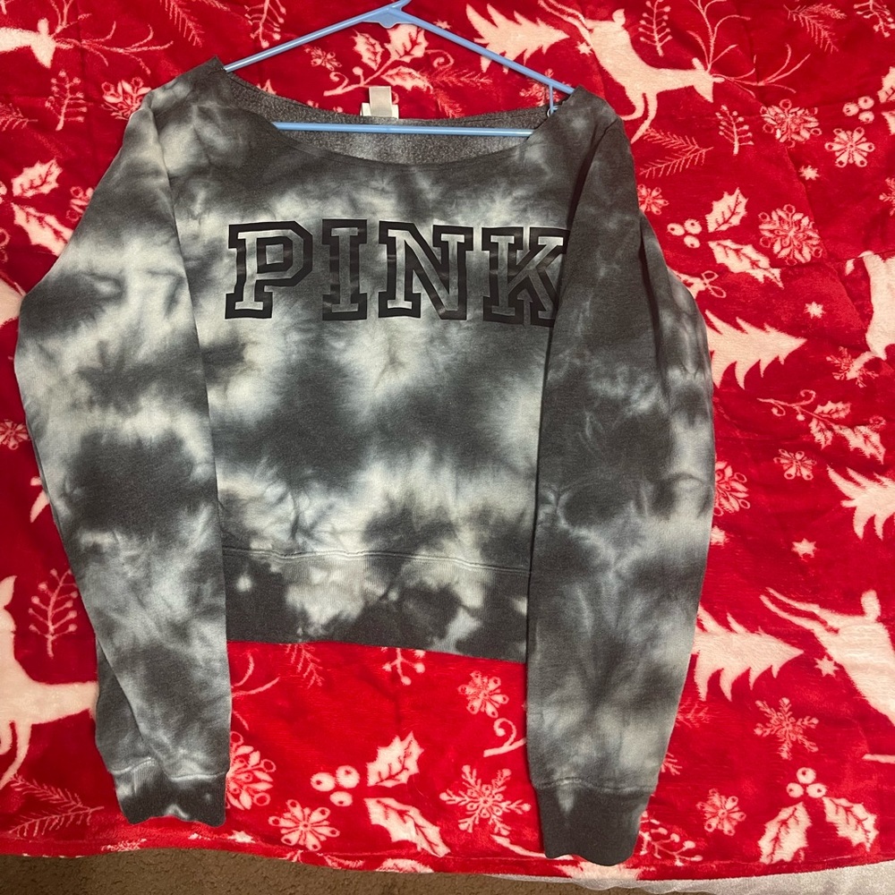 Pink long sleeve fleece cropped sweatshirt